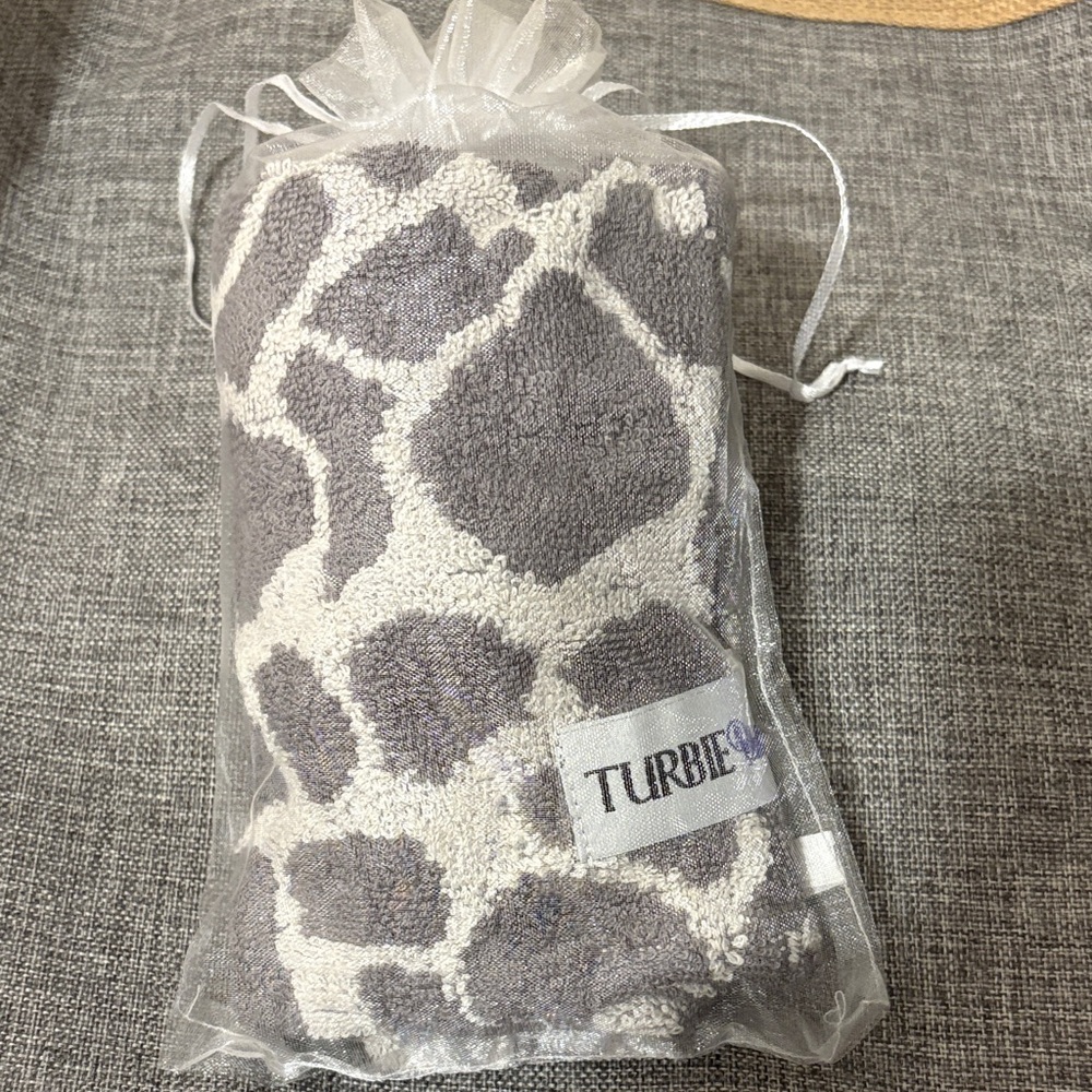 Turbie Twist Gray and White Hair Towel